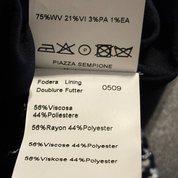 Piazza Sempione Black White Wool Blend Skirt Suit Set IT 50 / US 14 - Picture 12 of 16